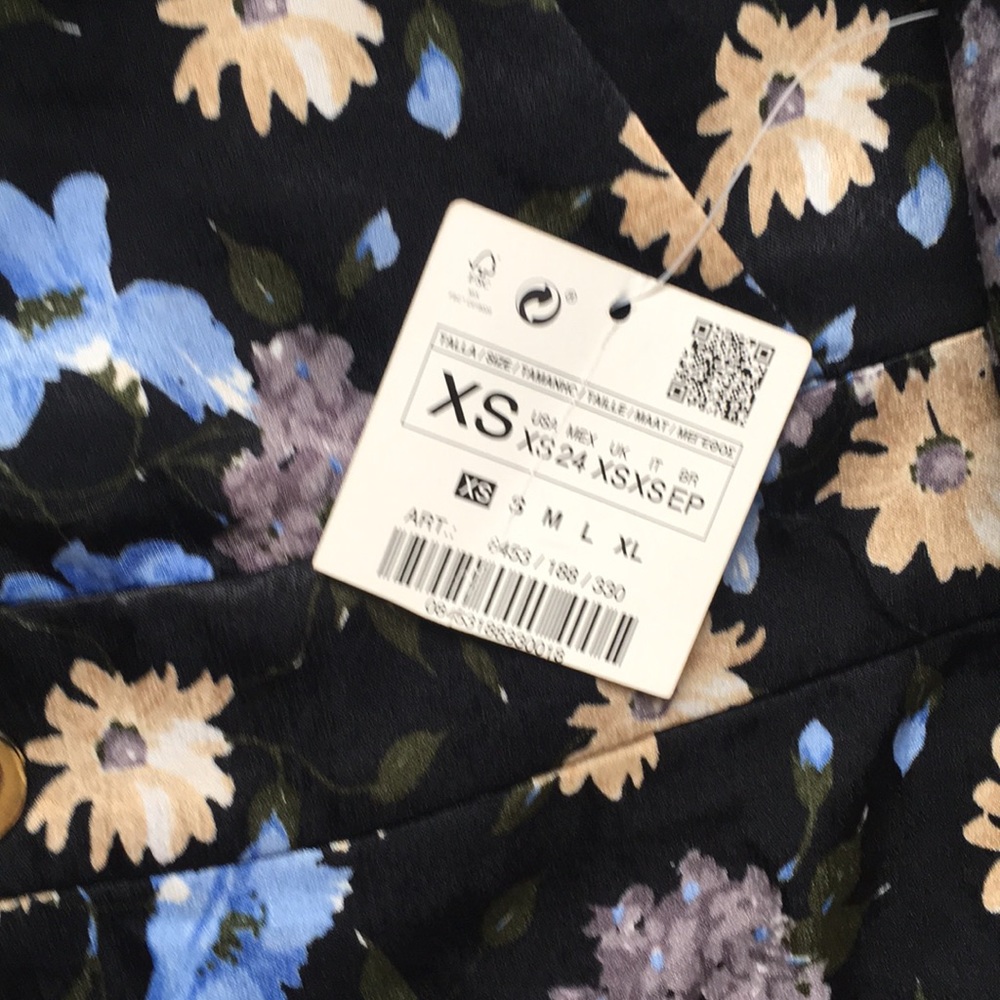 ZARA Long Sleeve Flower Dress NWT Sz XS - Picture 10 of 11